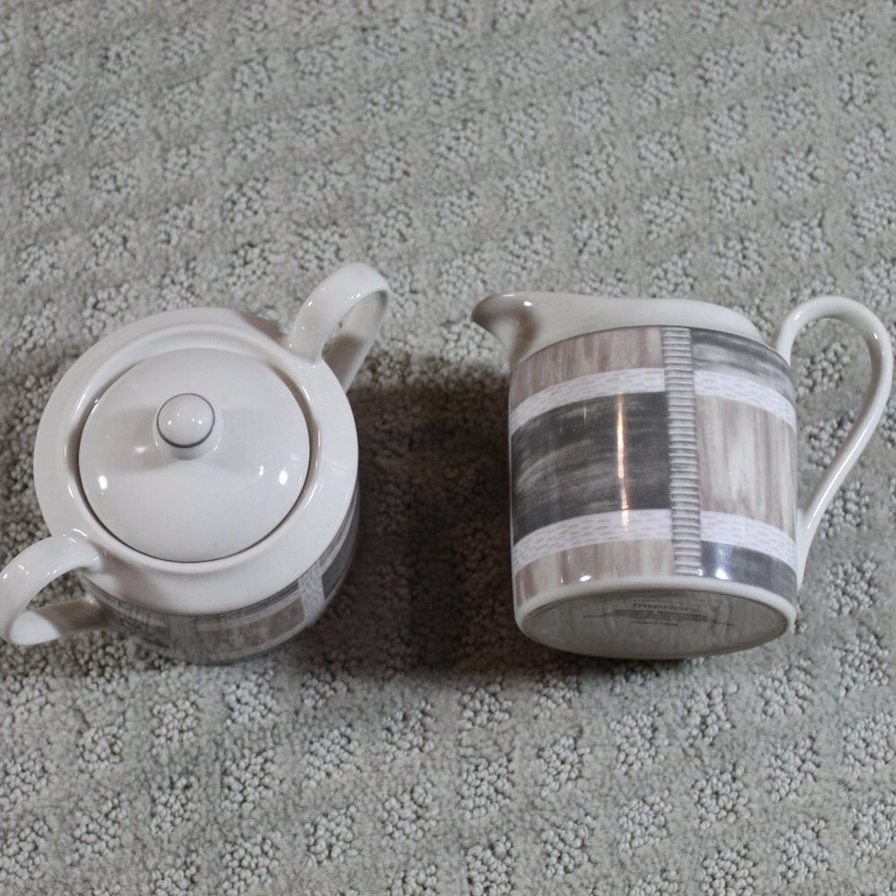 PTS International Interiors - Sugar Bowl & Lid / Creamer - Sandstone pattern